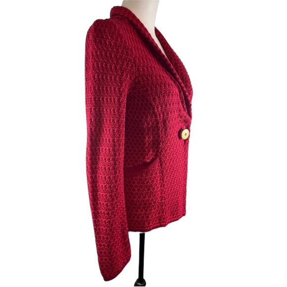 Charlie & Robin Red Knit Cotton Blazer Size S (#2026) - Picture 4 of 11